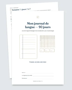Mon journal de langue — 90 jours d'apprentissage et de vocabulaire, pour toute langue (PDF à imprimer)