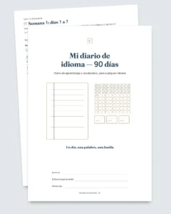 Mi diario de idioma — 90 días : aprendizaje y vocabulario, para cualquier idioma (PDF para imprimir)