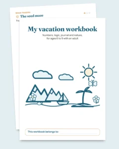 My vacation workbook — numbers, logic, journal and nature, ages 6-9 (printable PDF and tablet version)