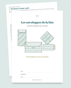 Les enveloppes de la fête — 4 gabarits à imprimer et plier sans colle, cartes et étiquettes (PDF A4 et Letter)