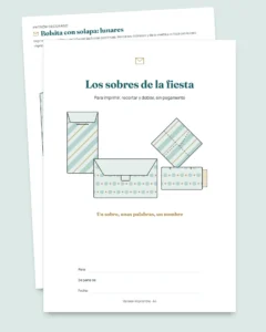 Los sobres de la fiesta — 4 plantillas para imprimir y doblar sin pegamento, con tarjetas y etiquetas (PDF A4 y Letter)