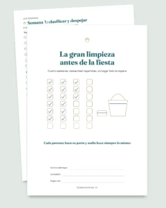 La gran limpieza antes de la fiesta — planificador de 4 semanas y reparto justo de tareas para 2 a 6 personas (PDF para imprimir)