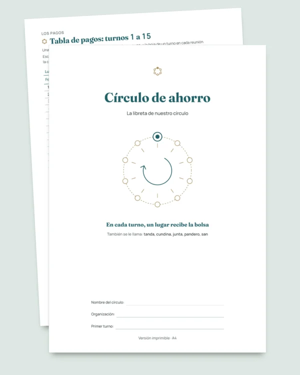 Círculo de ahorro — el registro de tu tanda entre personas de confianza: hoja de cálculo y libreta PDF (compatible con Excel, Google Sheets y LibreOffice)