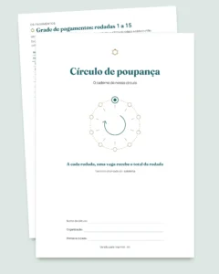 Círculo de poupança — o registro da sua caixinha entre pessoas de confiança: planilha e caderno PDF (compatível com Excel, Google Sheets e LibreOffice)