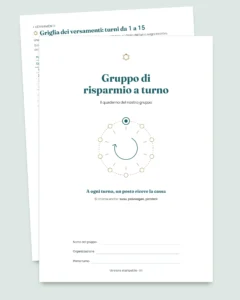 Gruppo di risparmio a turno — il registro del tuo gruppo tra persone di fiducia: foglio di calcolo e quaderno PDF (compatibile con Excel, Google Sheets e LibreOffice)