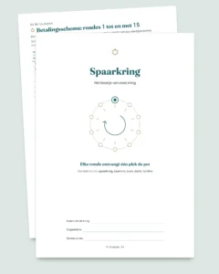 Spaarkring (kasmoni, tontine) — het register van je kring onder vertrouwde mensen: spreadsheet en PDF-boekje (compatibel met Excel, Google Sheets en LibreOffice)