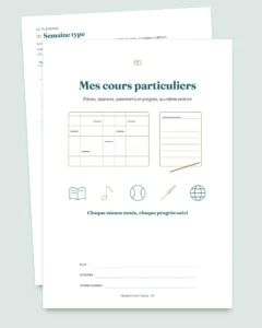 Cours particuliers — classeur des élèves, séances et paiements + carnet PDF à imprimer (Excel, Google Sheets et LibreOffice)