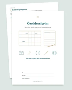 Özel ders takip tablosu — öğrenciler, dersler ve ödemeler için tablo + yazdırılabilir PDF defter (Excel, Google Sheets ve LibreOffice)