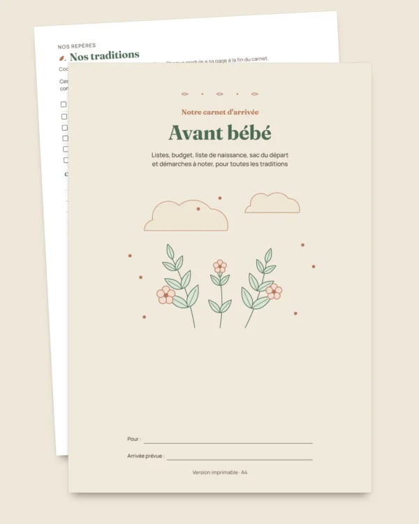 Avant bébé — carnet d'arrivée à imprimer et classeur de budget, quelle que soit votre tradition