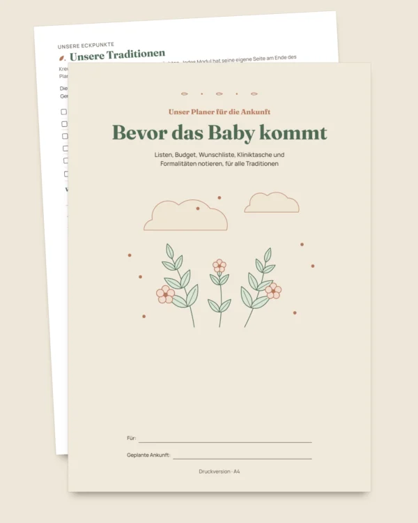 Bevor das Baby kommt — Planer für die Ankunft zum Ausdrucken und Budget-Tabelle, für jede Tradition