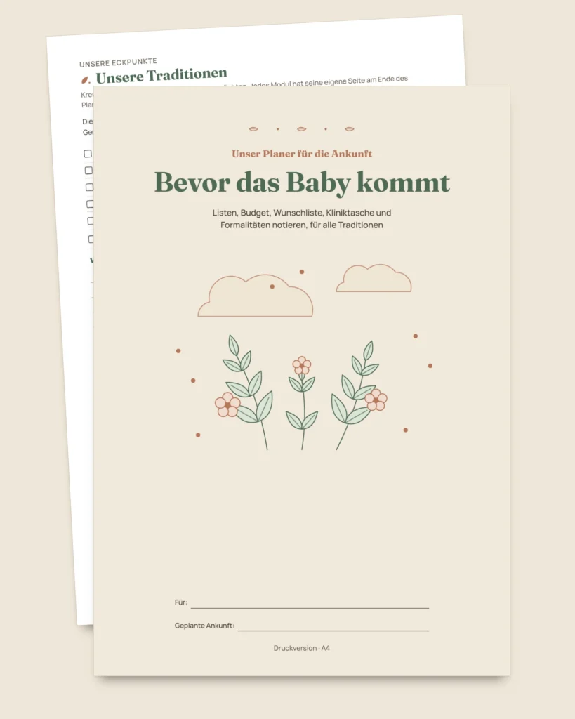Bevor das Baby kommt — Planer für die Ankunft zum Ausdrucken und Budget-Tabelle, für jede Tradition