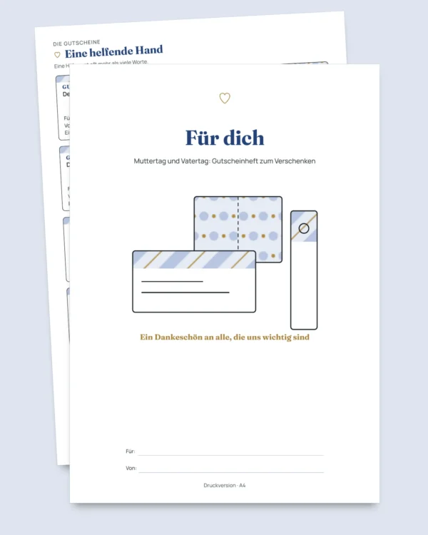 Für dich – Muttertag und Vatertag: 50 Gutscheine zum Verschenken, Faltkarten und Lesezeichen (PDF A4 und Letter)