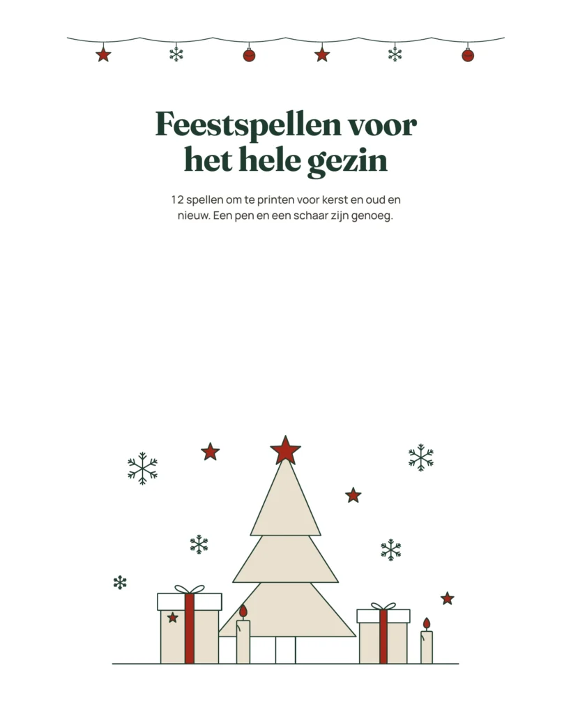Feestspellen voor het hele gezin — 12 spellen om te printen voor kerst en oud en nieuw