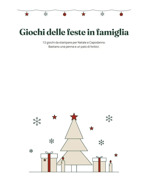 Giochi delle feste in famiglia — 12 giochi da stampare per Natale e Capodanno