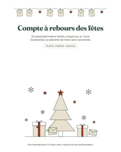Compte à rebours des fêtes — 24 cartes d'activités en famille à imprimer (calendrier de l'Avent)