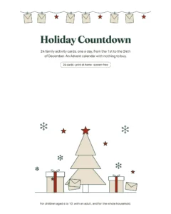 Holiday Countdown — 24 Printable Family Activity Cards (Advent Calendar)