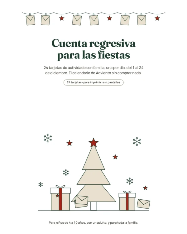 Cuenta regresiva para las fiestas — 24 tarjetas de actividades en familia para imprimir (calendario de Adviento)