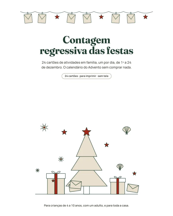 Contagem regressiva das festas — 24 cartões de atividades em família para imprimir (calendário do Advento, edição de verão)