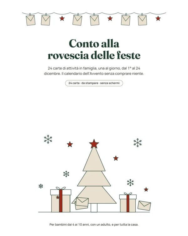 Conto alla rovescia delle feste — 24 carte di attività in famiglia da stampare (calendario dell'Avvento)