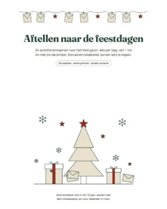 Aftellen naar de feestdagen — adventskalender met 24 activiteitenkaarten voor het gezin om te printen