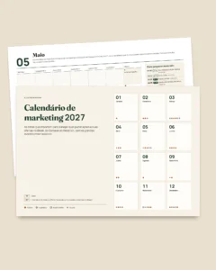 Calendário de marketing 2027 — datas comemorativas do Brasil e ideias de posts, PDF + planilha + agenda