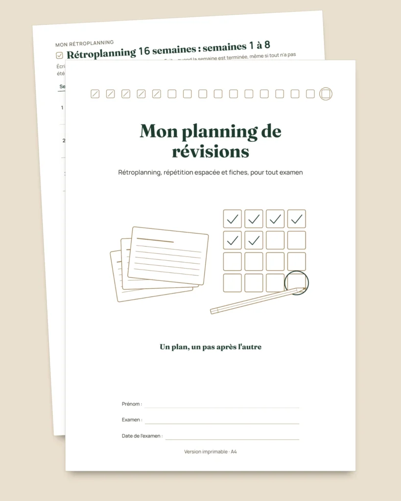 Planning de révisions d'examens — rétroplanning, répétition espacée et fiches à remplir (PDF non daté)