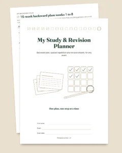 Exam Study & Revision Planner — backward plan, spaced repetition and fill-in revision sheets (undated PDF)