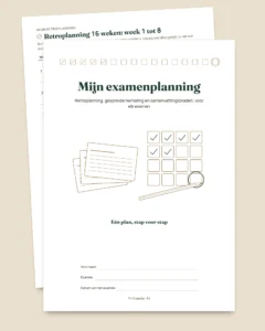 Examenplanning — retroplanning, gespreide herhaling en samenvattingsbladen om in te vullen (pdf zonder datums)