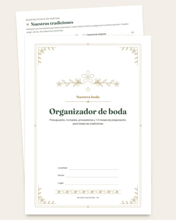 Organizador de boda — planificador PDF y hoja de cálculo de presupuesto, sea cual sea su tradición