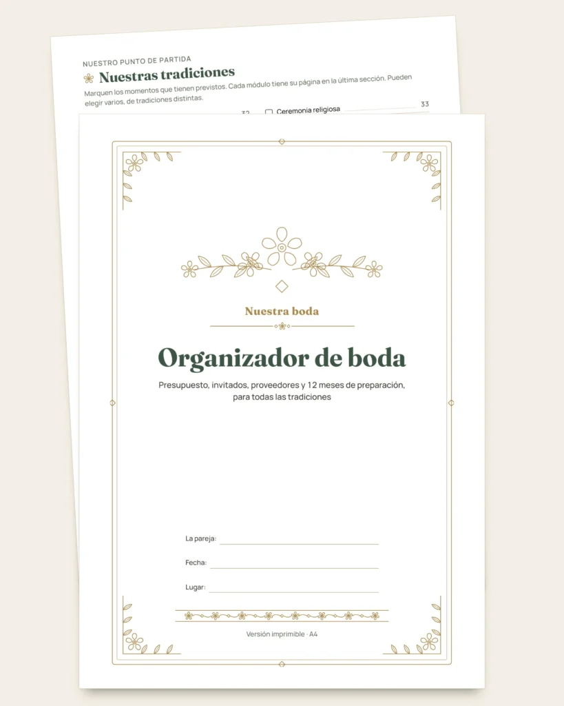 Organizador de boda — planificador PDF y hoja de cálculo de presupuesto, sea cual sea su tradición