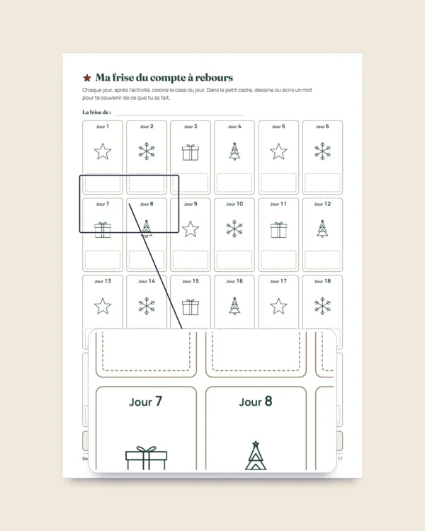 Compte à rebours des fêtes — 24 cartes d'activités en famille à imprimer (calendrier de l'Avent)