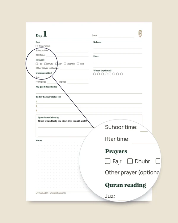 My Ramadan — Undated 30-Day Planner