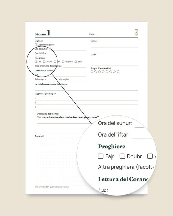Il mio Ramadan — Planner non datato, 30 giorni