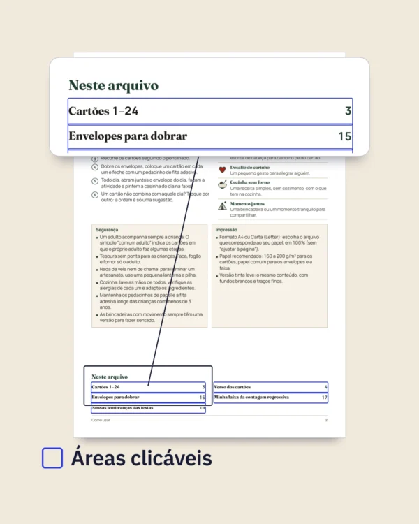 Contagem regressiva das festas — 24 cartões de atividades em família para imprimir (calendário do Advento, edição de verão)