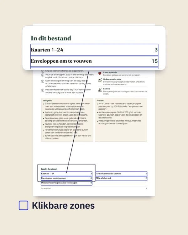 Aftellen naar de feestdagen — adventskalender met 24 activiteitenkaarten voor het gezin om te printen