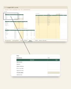 Presupuesto 2027 — plantilla Excel y Google Sheets, mes a mes, en tu moneda