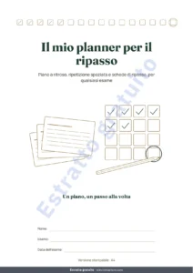 Il mio planner per il ripasso — Planner per il ripasso degli esami — piano a ritroso, ripetizione spaziata e schede da compilare (PDF non datato)