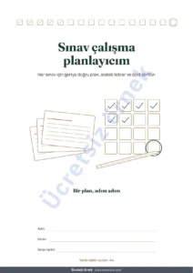 Sınav çalışma planlayıcım — Sınav çalışma planlayıcısı — geriye doğru plan, aralıklı tekrar ve doldurulabilir özet kartları (tarihsiz PDF)