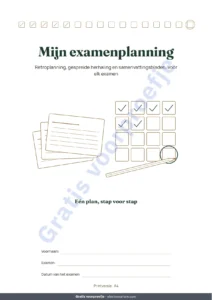 Mijn examenplanning — Examenplanning — retroplanning, gespreide herhaling en samenvattingsbladen om in te vullen (pdf zonder datums)