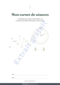 Mon carnet de séances — Mon carnet de séances — journal d’entraînement sur 12 semaines (marche, course, salle), PDF à imprimer