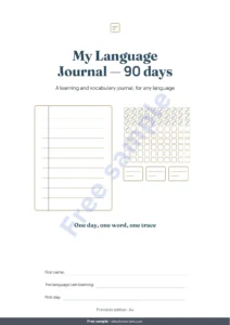 My Language Journal — 90 days — My Language Journal — 90 days of learning and vocabulary, for any language (printable PDF)