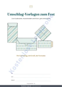 Umschlag-Vorlagen zum Fest — Umschlag-Vorlagen zum Fest — 4 Vorlagen zum Ausdrucken und Falten ohne Kleber, mit Karten und Etiketten (PDF A4 und Letter)