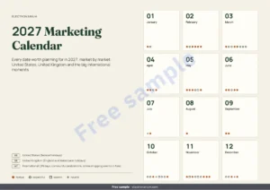 2027 Marketing Calendar — 2027 Marketing Calendar — dates by market and post ideas, PDF + spreadsheet + calendar file