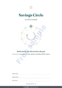 Savings Circle — Savings Circle — susu, pardner and committee tracker: spreadsheet and printable PDF notebook (works with Excel, Google Sheets and LibreOffice)