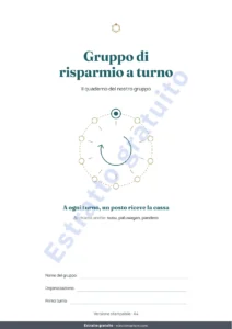 Gruppo di risparmio a turno — Gruppo di risparmio a turno — il registro del tuo gruppo tra persone di fiducia: foglio di calcolo e quaderno PDF (compatibile con Excel, Google Sheets e LibreOffice)