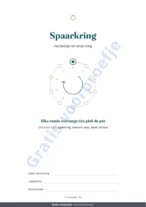 Spaarkring — Spaarkring (kasmoni, tontine) — het register van je kring onder vertrouwde mensen: spreadsheet en PDF-boekje (compatibel met Excel, Google Sheets en LibreOffice)