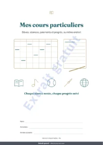 Mes cours particuliers — Cours particuliers — classeur des élèves, séances et paiements + carnet PDF à imprimer (Excel, Google Sheets et LibreOffice)