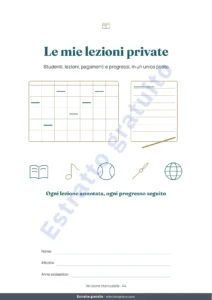 Le mie lezioni private — Lezioni private e ripetizioni — cartella di lavoro per lezioni, pagamenti e progressi + quaderno PDF da stampare (Excel, Google Sheets e LibreOffice)