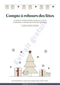 Compte à rebours des fêtes — Compte à rebours des fêtes — 24 cartes d&rsquo;activités en famille à imprimer (calendrier de l&rsquo;Avent)
