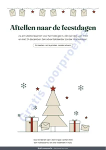 Aftellen naar de feestdagen — Aftellen naar de feestdagen — adventskalender met 24 activiteitenkaarten voor het gezin om te printen